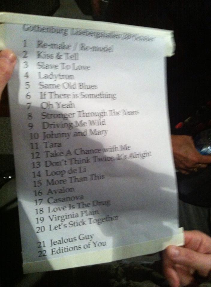 Ferry låtlista - Liseberg